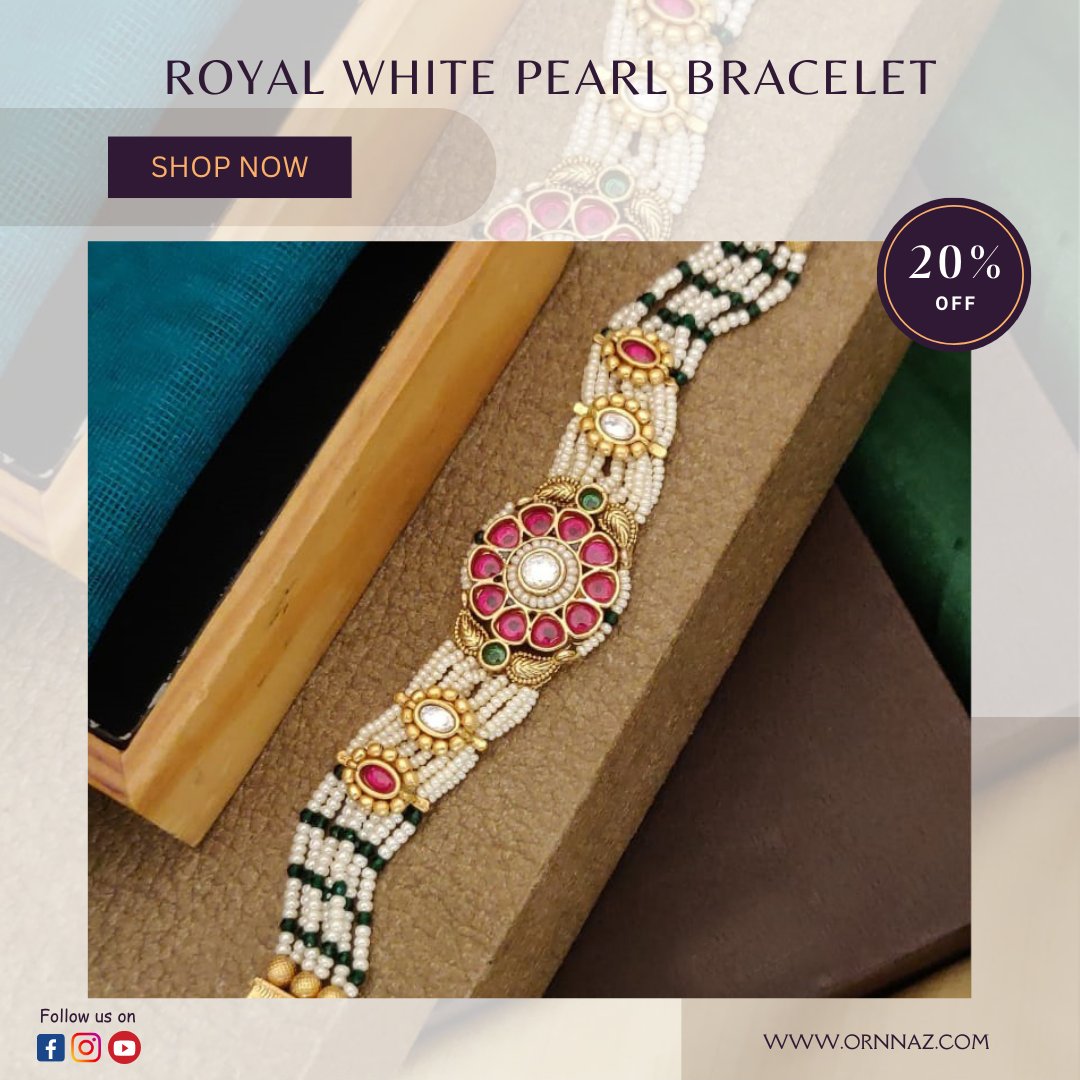 Buy a New Royal White Pearl Bracelet for #traditionallook at #OrnnazArtificialJewellery, Order Now and Get a 20% Discount.

ornnazartificialjewellery.com/pearl-antique-…

#OrnnazArtificialJewellery
#antiquebracelet
#antiquebraceletdesign
#antiquedesign
#antiquedesignbracelet
#antiquepearl