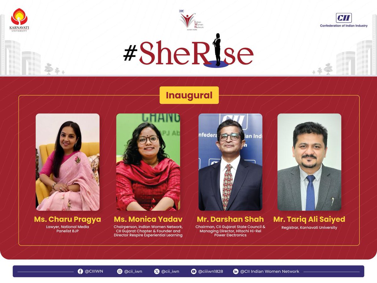 CII-IWN Gujarat Annual Summit #SheRise Friday, 09 February 2024 | Gandhinagar

#SheRise 2024, presented by CII - Indian Women Network, Gujarat, stands as a flagship event dedicated to celebrating and empowering Women Leaders of Gujarat.

To register: lnkd.in/diuV5GUF