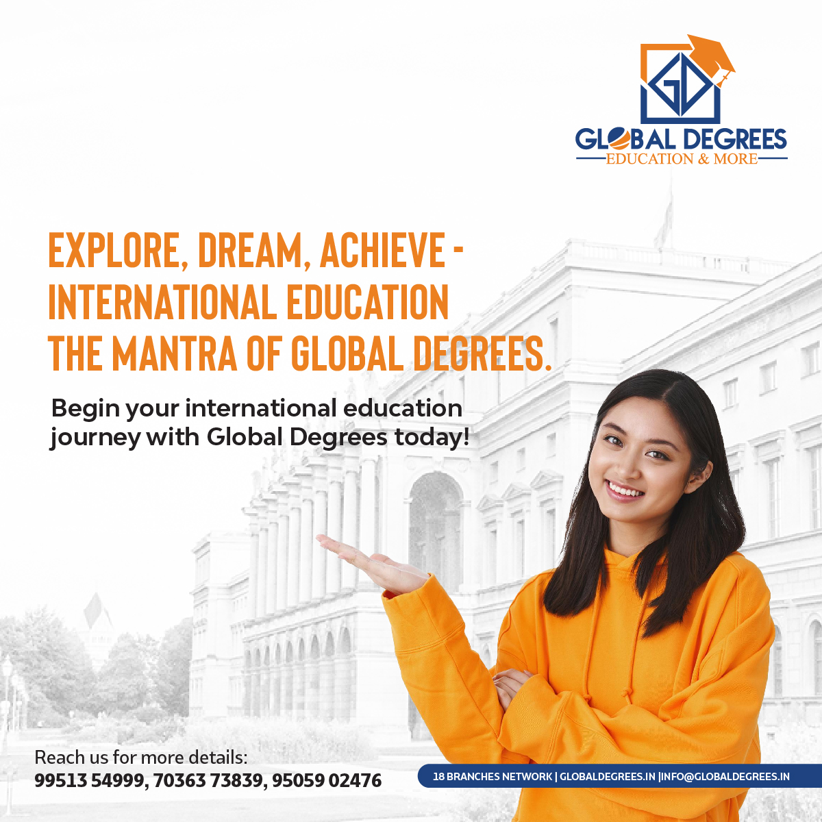 Using a #GlobalDegree to pursue an #internationaleducation is tantamount to granting oneself access to numerous opportunities. 
Investigate new academic disciplines, cultures, and languages while pursuing your goals on a global scale.