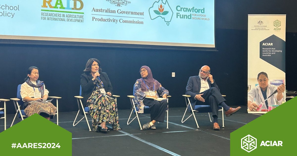 ACIAR proudly supports the @AARES_Inc 2024 conference.

@ACIARCEO Professor Wendy Umberger participated in an engaging panel discussing how to assess economics and policy research to address escalating Asia-Pacific agricultural and #foodsystems challenges.

#AARES2024