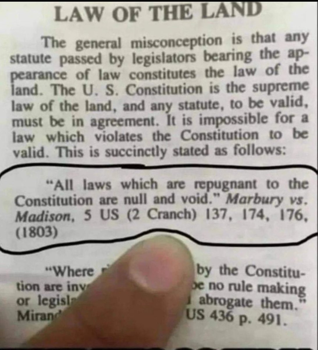 “All laws which are repugnant to the Constitution are null and void.” 

United States #Constitution #lawoftheland