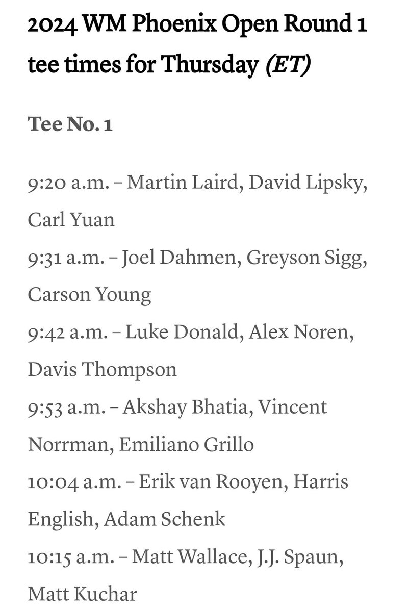 ecraw's tweet image. Yikes! Anyone else struggling to find any R1 pairings of interest @WMPhoenixOpen? Sad state of affairs, y'all. Wake me up at noon on Sunday. @NoLayingUp @FirstCutPod @PGATOUR @livgolf_league