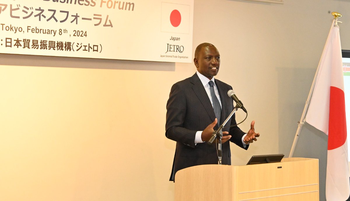 WilliamsRuto's tweet photo. Investing in Kenya will offer Japanese enterprises access to the East African Community (EAC), COMESA, the Tripartite Free Trade Area and Africa Continental Free Trade Area markets of more than 1.4 billion people and a combined GDP of $3.4 trillion. A good return on investment is guaranteed, especially in our renewable energy, manufacturing, agriculture and technology sectors.