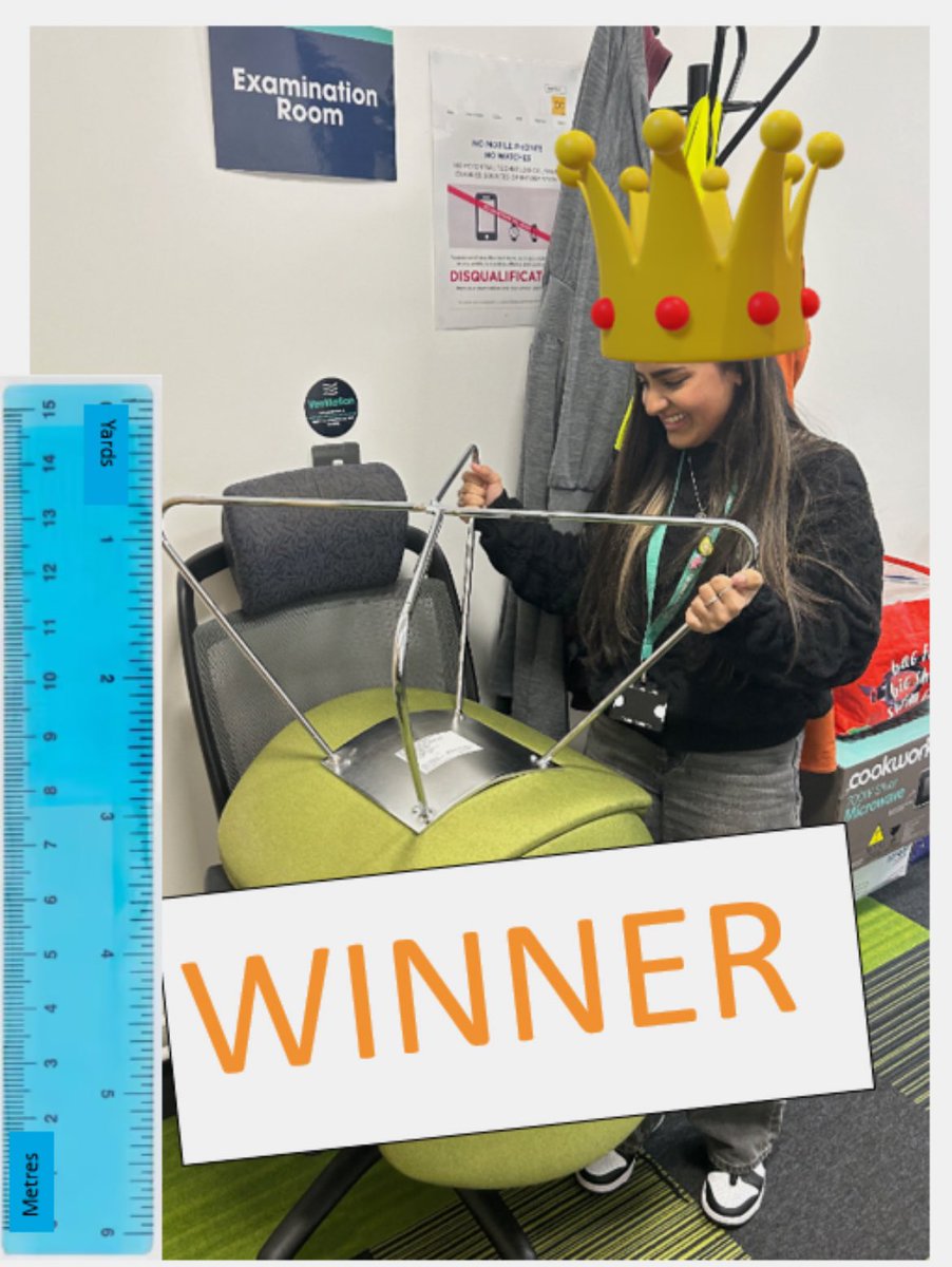 UoDPost14ITE's tweet photo. A shift in focus for our @NSPCC #NumbersDay for @taskmaster this week. And the winner is…Humera! With a tower made of chairs (best thing is the second chair adding no height to the first chair). 😂
@FurtherEdagogy 2️⃣:2️⃣ @EduKayte
as we go in to the break! Well played.
🐎🐎 https://t.co/XK4gNeNuD2
