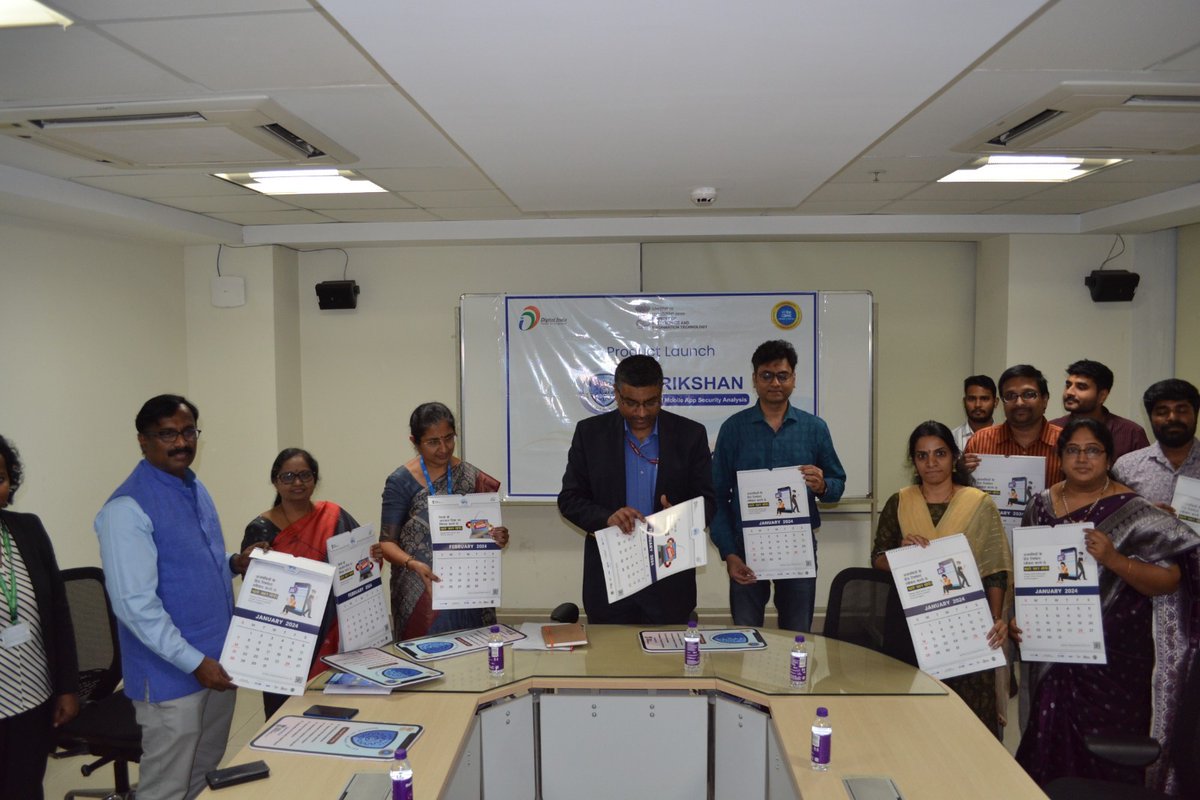 Shri. S Krishnan IAS, Secretary, @GoI_MeitY launched the ISEA Annual Calendar at @cdacindia Hyderabad on 03.02.24, in the presence of @ramadevi_lanka Director, @EmergingTechTS and Mrs.P R Lakshmi Eswari, Director, @cdacindia Hyderabad. @cdachyd #isea #infosec #staysafeonline