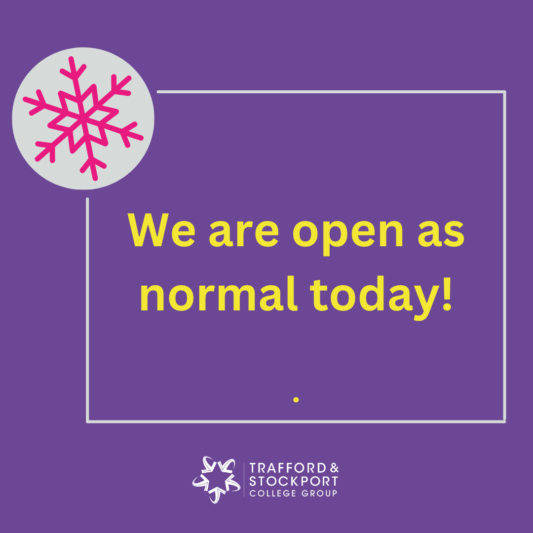 Good morning!... We are open as normal today 😀 If you have snow where you are, take care travelling in, have a great day!