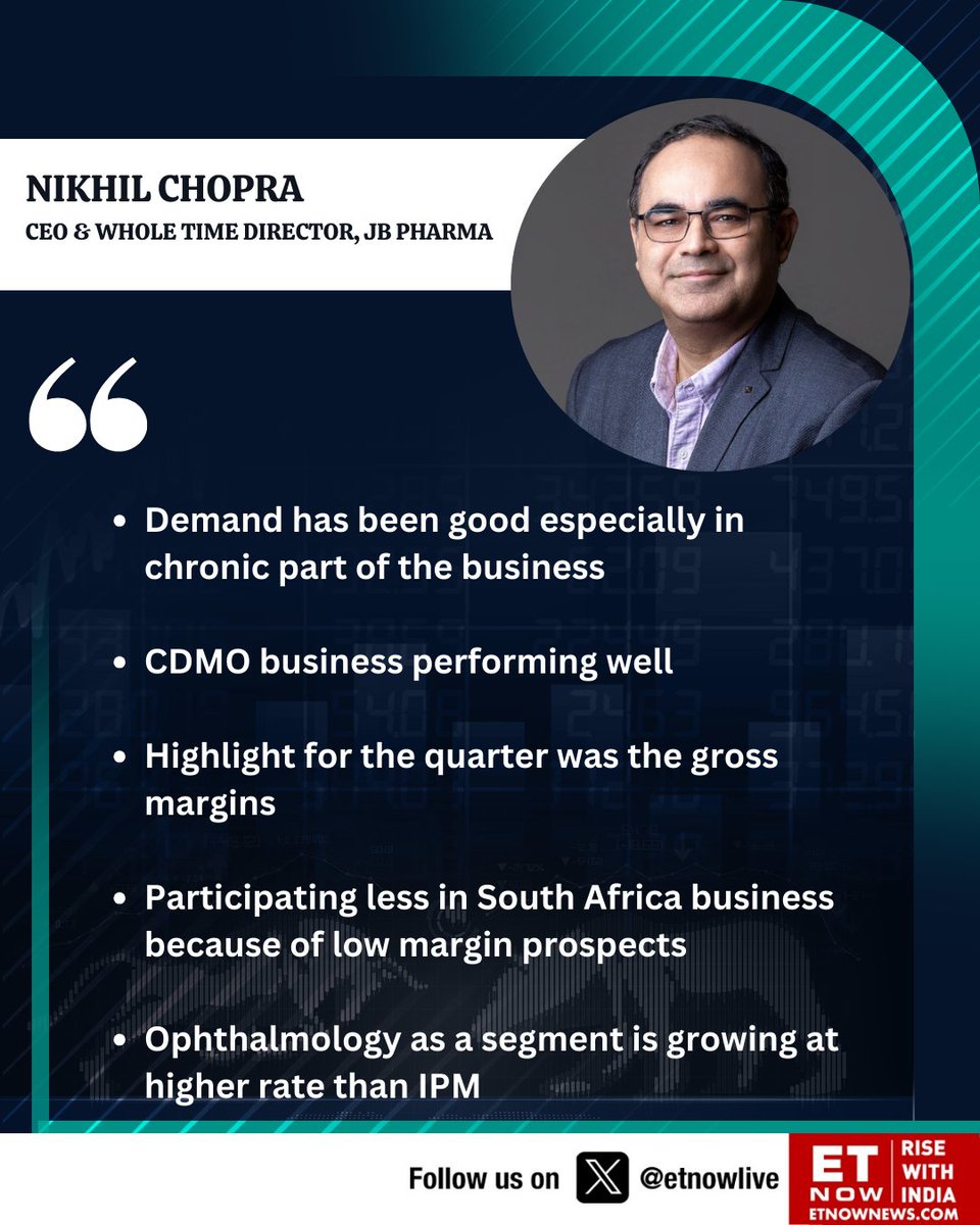 'Ophthalmology as a segment is growing at higher rate than IPM,' Nikhil Chopra, CEO & Whole Time Director of JB Pharma says @nchopra73