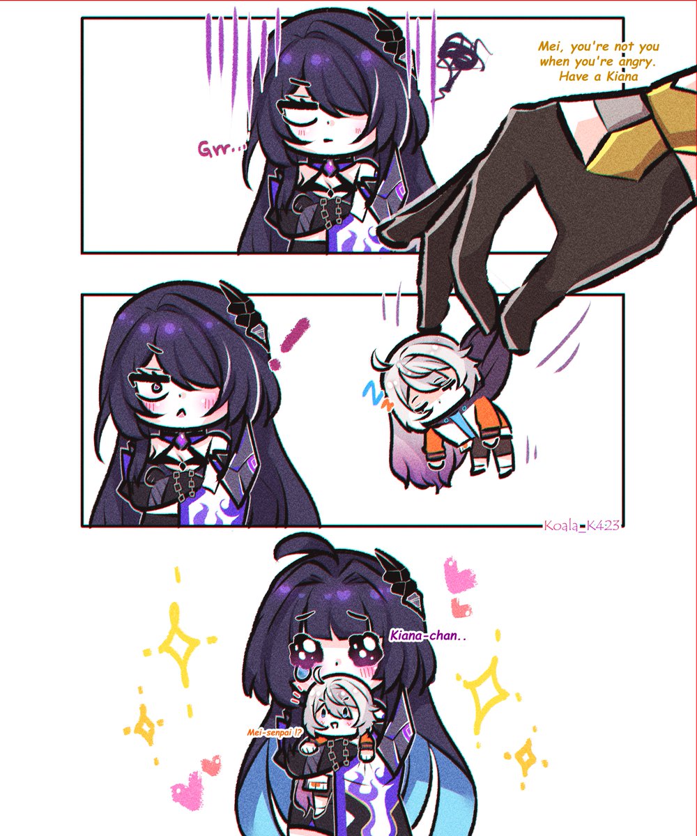 Koala_K423's tweet photo. Mei, you're not you when you're angry. Have a Kiana.

#Acheron #KiaMei #HonkaiStaiRail https://t.co/mKpdUBgdbb