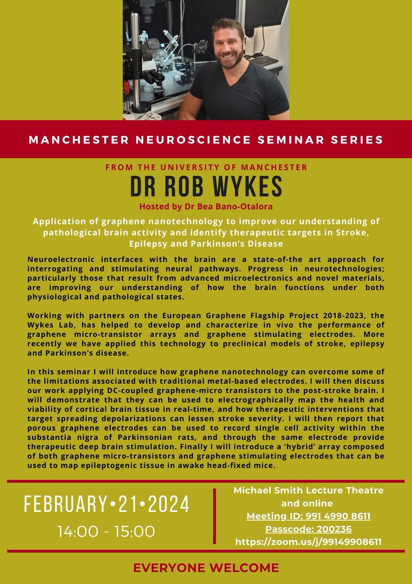 The next talk in our seminar series is on Weds 21st February at 2pm, presented by our very own @LabWykes, hosted by @BeaBanoTime. Further details on poster - all welcome! 🧠