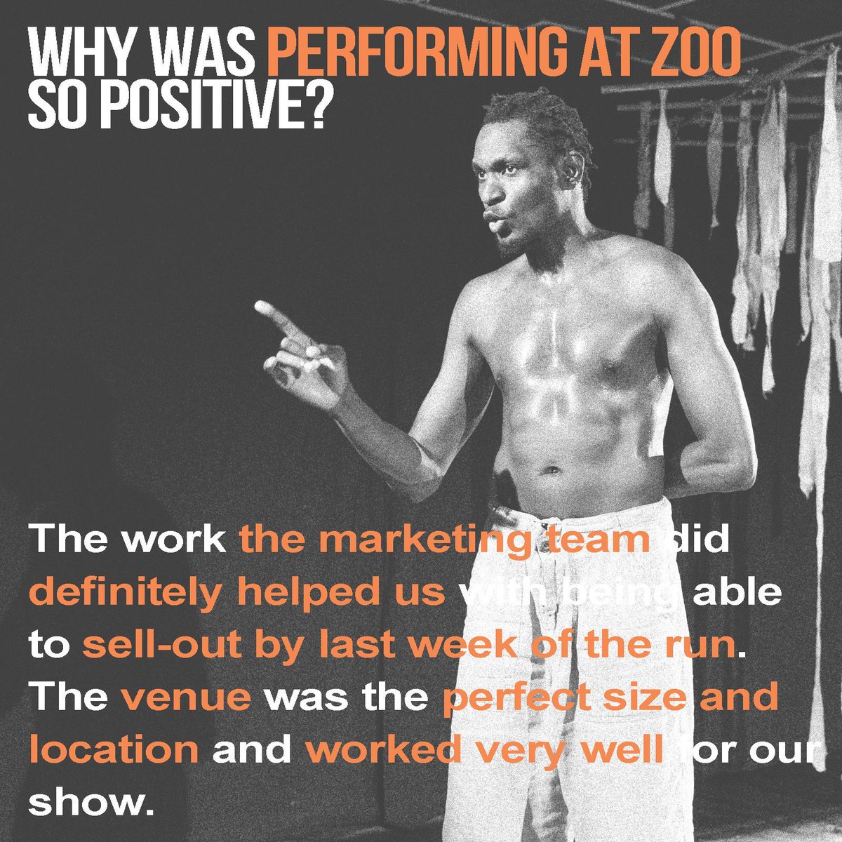 Join us at #edfringe this year - we're open to applications for brilliant #theatre #dance and #circus for our #ZOO24 programme. This #TBT it's the incredible @RwothOmack @rootsmbili Far Gone enthralling ZOO Southside's Studio, 2022. More Info & Apply via zoovenues.co.uk