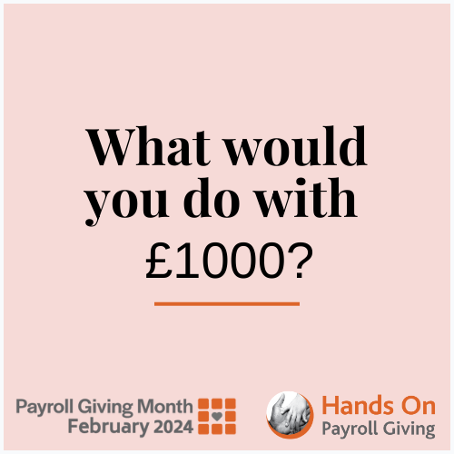 Good things come to those that give!

To celebrate Payroll Giving Month, we are making a 'grand' gesture and giving away £1,000 to one lucky person and an extra £1,000 to the winner's chosen charity.

Find out more on our website: handsonpayrollgiving.co.uk/pgmonth

#PayrollGivingMonth