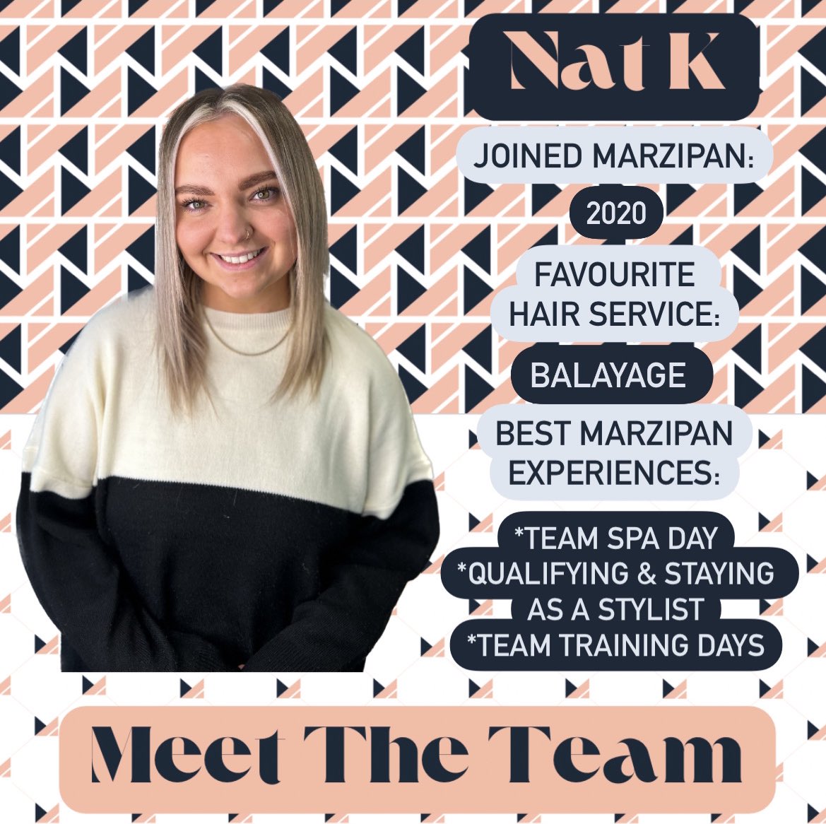 Nat K completed her level 2 & 3 with us and became our newest stylist last year. Nat has a lovely way with her clients as is showing a great talent, especially in colour. Book in with Nat K for a free consultation 🩷 #marzipanhair #truro #cornwall #ourgreatlittlecity
