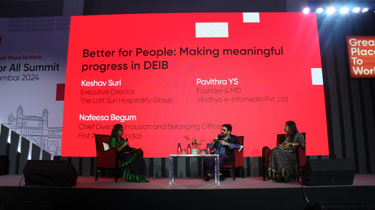 Our next session was an impactful discussion on 'Better for People: Making Meaningful Progress in DEIB'. Moderated by Nafeesa Begum, Chief Diversity, Inclusion & Belonging Officer at First American (India) this session featured insightful speakers Keshav Suri, Executive Director…