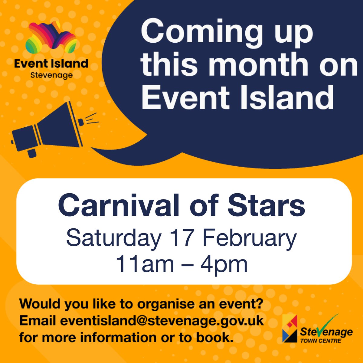 Love tunes & community blooms! 🌹 Carnival of Stars is throwing a Valentine’s celebration on the 17th of February, from 11am - 4pm at Event Island. Fancy hosting your own event in this space? Head to: stevenagetowncentre.com/business-oppor… 💃🎶 #CommunityVibes #ValentinesFun