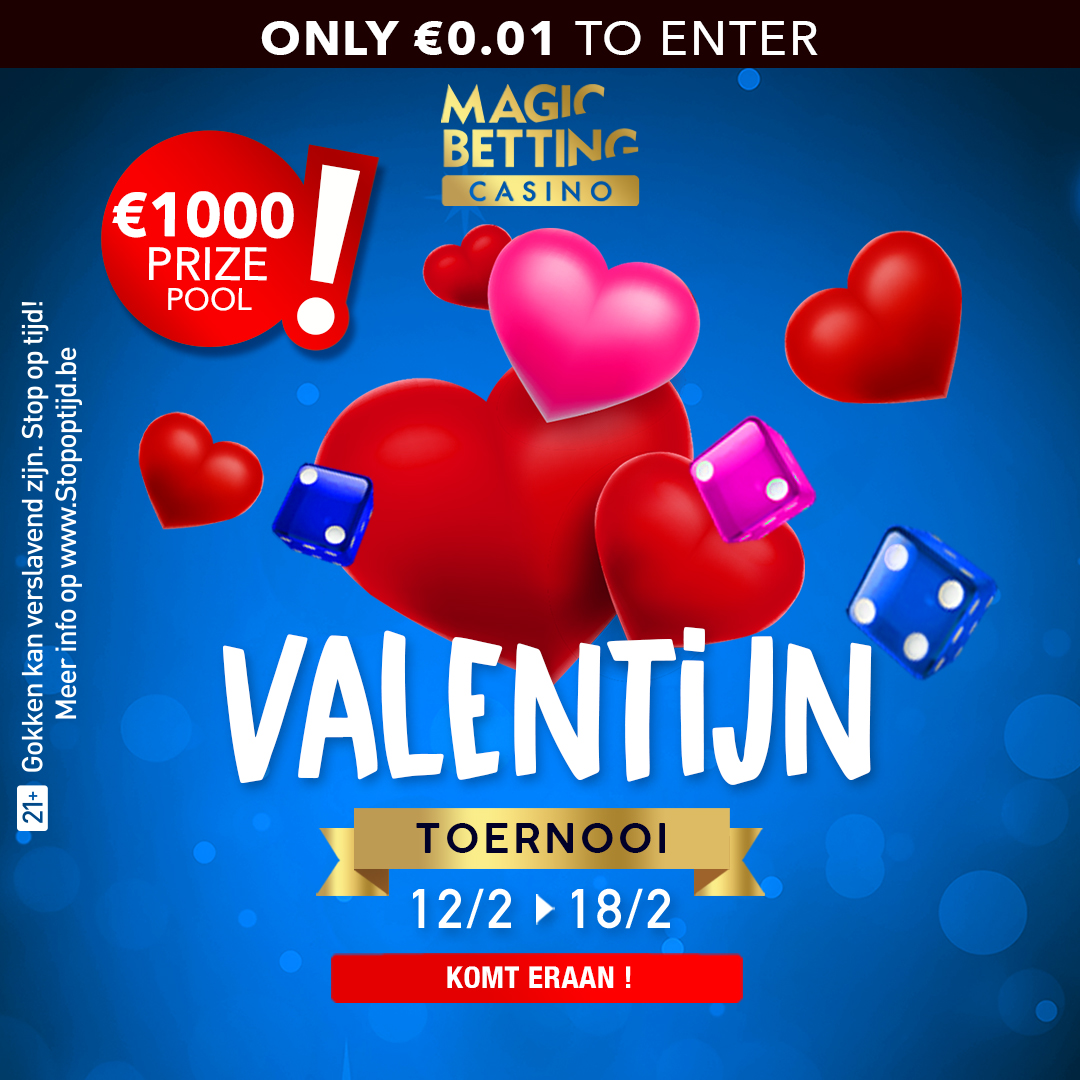 magicbettingcso's tweet photo. 🚨Coming up - Valentijn toernooi!🚨

📅 Datum: 12/02/2024 20.00u - 18/02/2024 20.00u
💰 Prijzenpot: €1000
💸 Inschrijfgeld: Slechts €0.01
🔗 Link: https://t.co/0Vc8J43CpX

💖Doe mee en maak kans op grote prijzen tijdens ons Valentijn Toernooi!💖

#onlinecasino #casinobelgium https://t.co/TMzbiMSOJR
