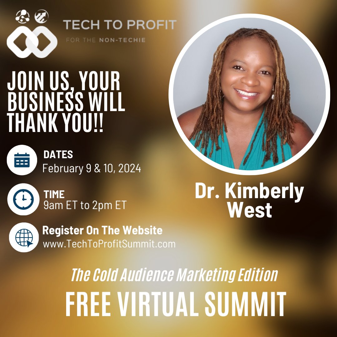 MsKimsWorld's tweet photo. 🚨 Tomorrow's the 1st Day of the FREE event and I'm Speaking this weekend!🚨 

Join me and others at Tech to Profit for the Non-Techie! Learn how to turn strangers into loyal customers.

Grab Your Ticket Now! 🎟️ 🔗 https://t.co/Yx8gqGyT4H 

#TechToProfit #T2PSummit https://t.co/yUvCVA32jE