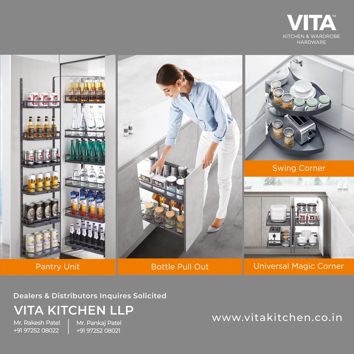 Vita Kitchen is delivering the exceptional and sophisticated storage solutions for your kitchens
#Vita #VitaKitchen #VitaKitchenIndia #VITAKitchenHardware #WardrobeHardware #KitchenFittings #KitchenInnovation #VitaKitchenLLP #ModularFurnitureHardware #MPAssociates #Ahmedabad