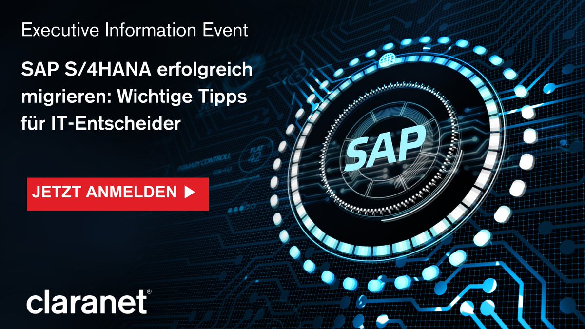 ClaranetAddon's tweet photo. Claranet Deutschland ist Gastgeber:in bei SAP S/4HANA erfolgreich migrieren: Wichtige Tipps für IT-Entscheider. Seien Sie am 27. Februar dabei. https://t.co/35vpytmoyl 

#SAP #S4HANA #Cloud #Supportende #events https://t.co/cwfD22pSka