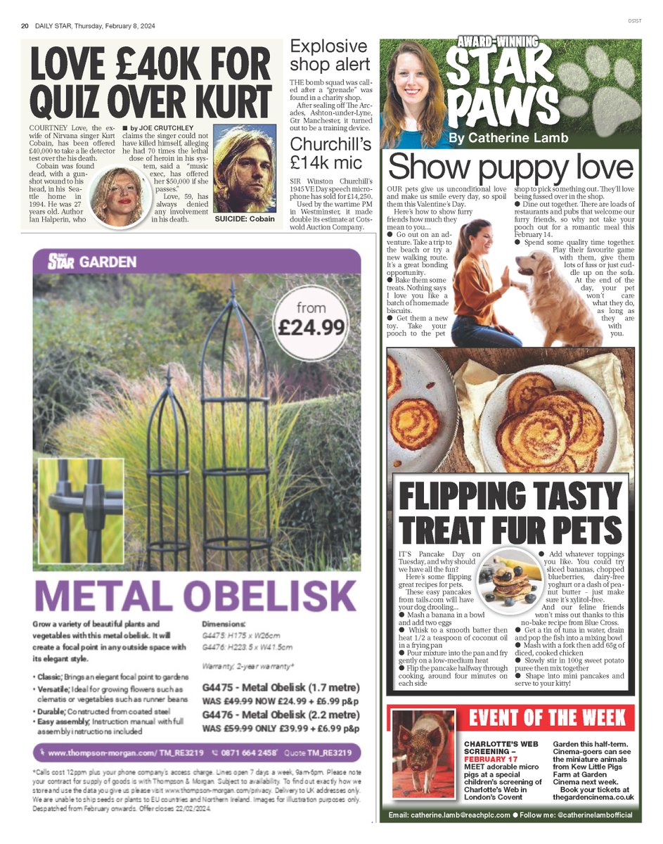 How to spoil your furry friend this Valentine's Day, in today's column. Plus, pancake recipes for your pet, and a very special screening of Charlotte's Web! Only in today's @dailystar 🗞️