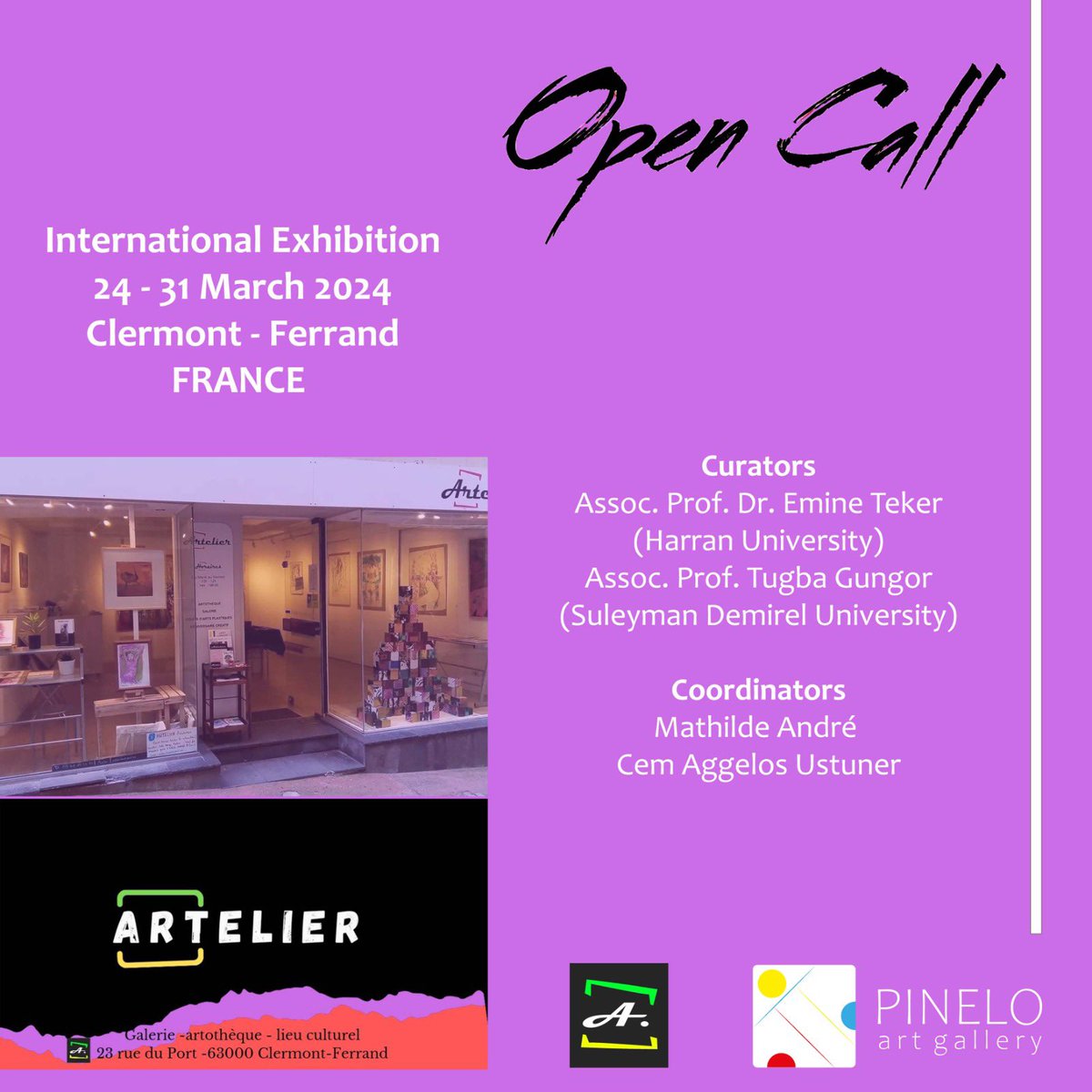 Clermont-Ferrand/ Fransa’da 24-31 Mart tarihleri arasında küratörlüğünü yapacağım Uluslararası Sergiye katılmak ya da eser göndermek isteyen tüm sanatçılar bana ulaşabilir. #opencall #france #exhibition