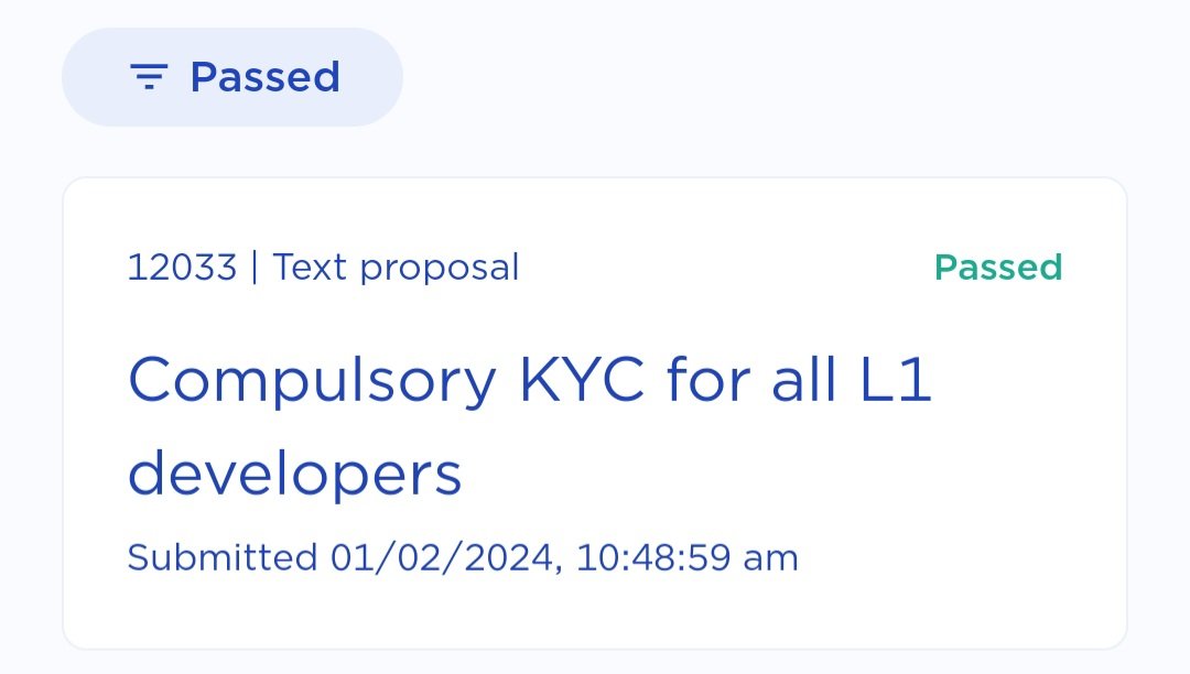 Thank you to everybody that voted, the true power of this community came out in force to fight for this 💪

A follow up proposal will follow shortly to add Certik as a recognised KYC provider &amp; address concerns that have been raised after kyc prop went live