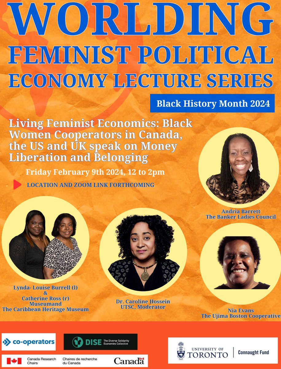 Join us to celebrate Black History Month in America & Canada. Listen to the speakers & get involved in the Q&A. Topic: Black History Month. Worlding Feminist Political Economies 2024. Time: Feb 9, 5pm - 7pm GMT Join Zoom Meeting utoronto.zoom.us/j/83749831410 Meeting ID: 837 4983 1410