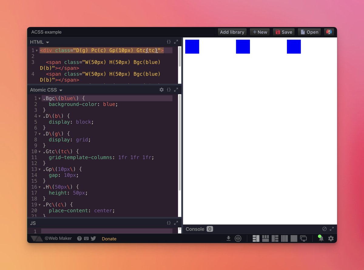 webmakerApp's tweet image. Update 5.2.0
@AtomicCSS has been updated to the latest version on webmaker.app/app (Extension updates in next few days)! Now use latest features like Grids and more! ✨