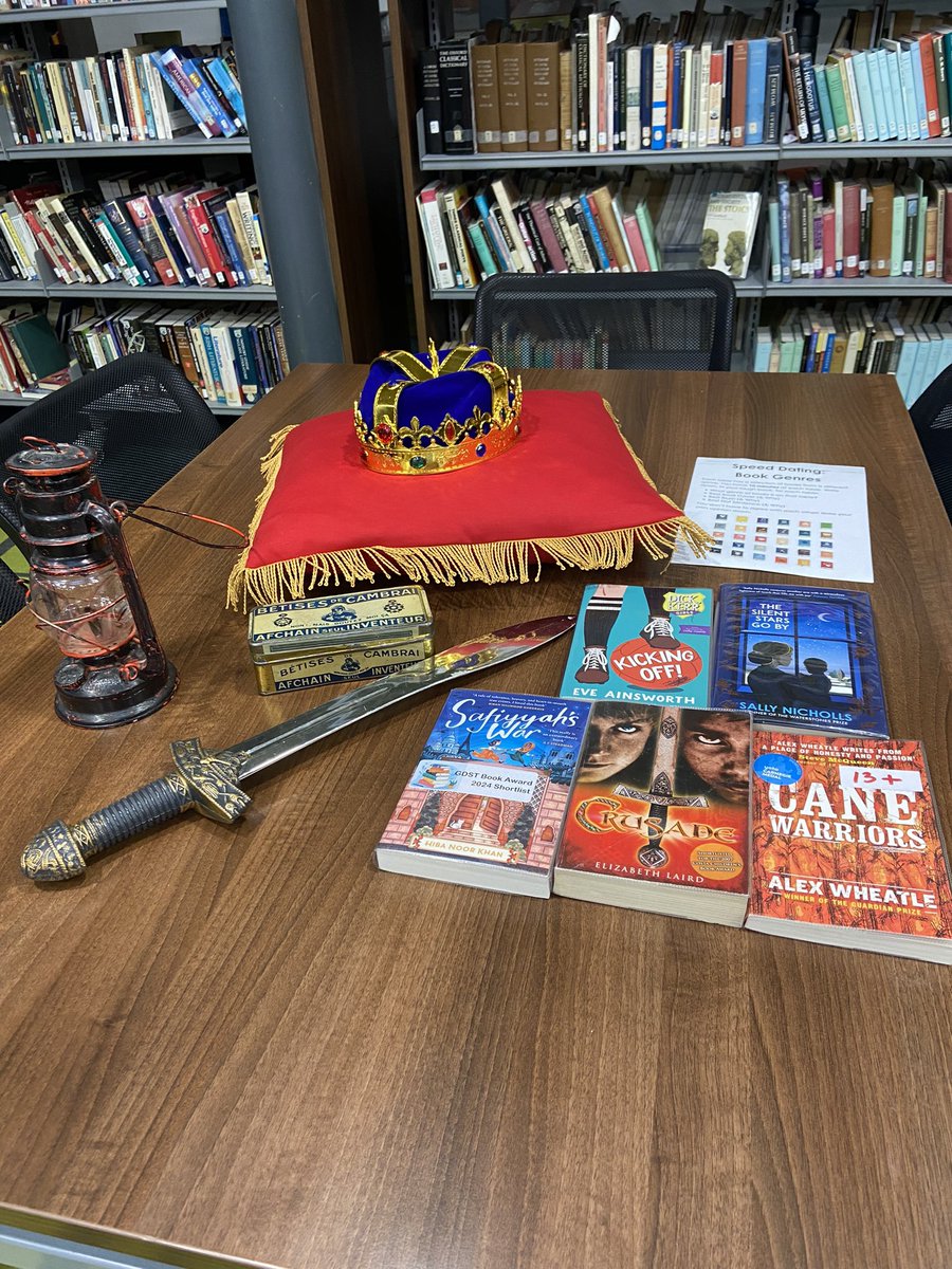 Delving into book genres with Y7 today! (Thanks for the style upgrade inspiration, @FrasAcadLibrary 🗡️)