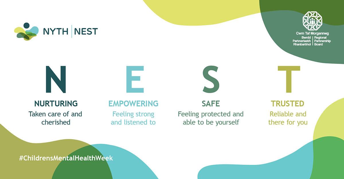 What is NEST? During #childrensmentalhealthweek you may hear people talking about this framework. NEST helps us to work together so we can ensure babies, children and young people get the right help, at the right time. More information is here: gov.wales/nest-framework…
