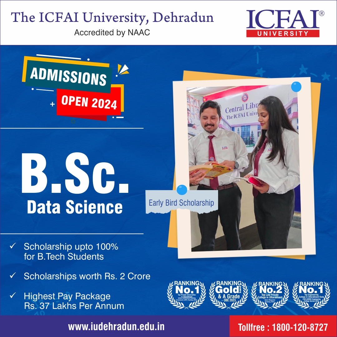 🌐 Embark on a Data-Driven Journey with B.Sc. in Data Science! 📊💻
👉 visit  iudehradun.edu.in/admissions/202…
📞 Toll-Free 1800-120-8727
#DataScience #BScDataScience #Analytics #ApplyNow #DataDrivenFuture #CuttingEdgeTechnology #UnlockDataPotential #ICFAI