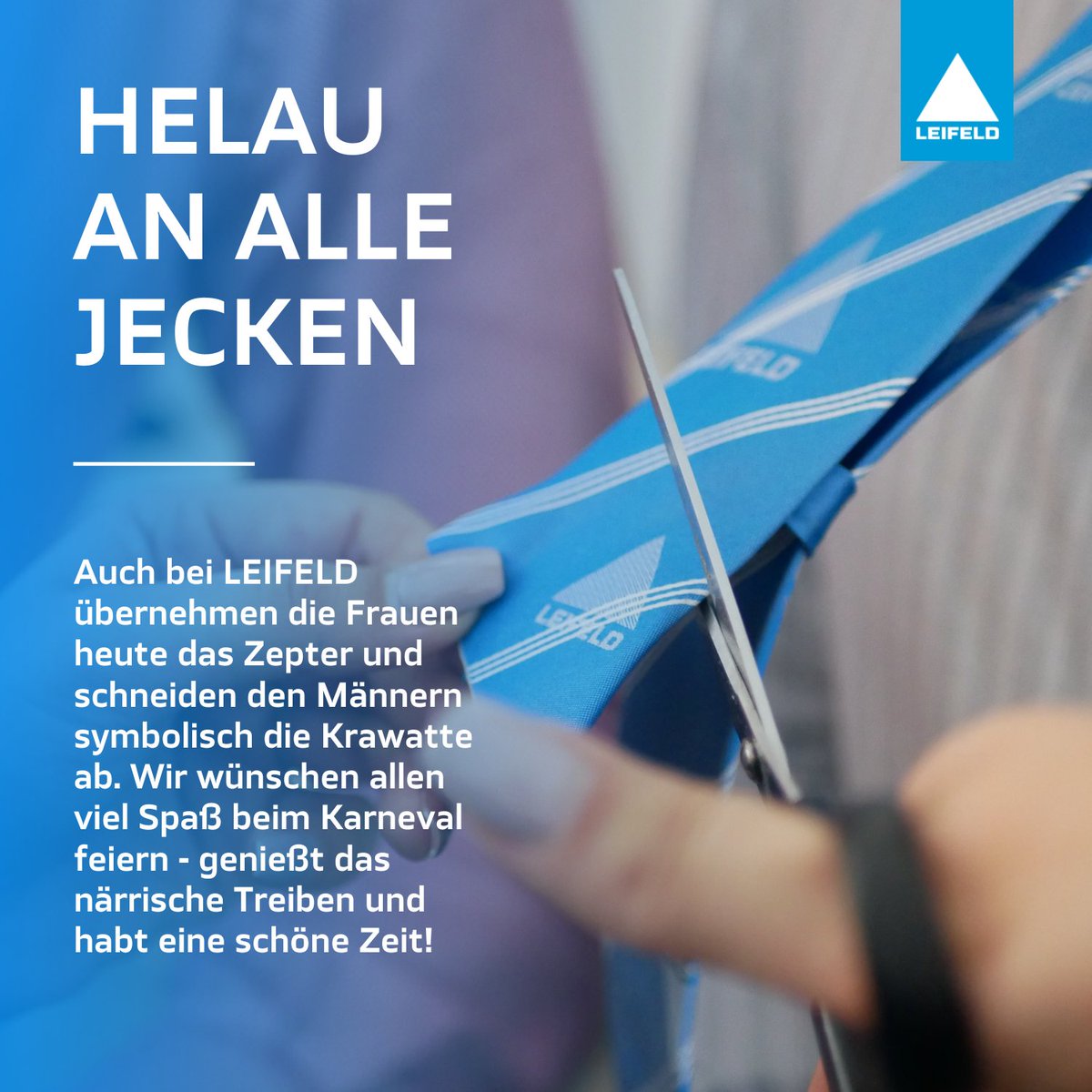 🎉 “Helau” to all the revelers! Today is Women's Carnival, a day full of fun, merriment, and of course, a very special tradition: cutting off ties! 👔✂️ 🥳 Let's enjoy the festive revelry together and have loads of fun. #karneval #altweiber #krawatte #teamleifeld #tradition
