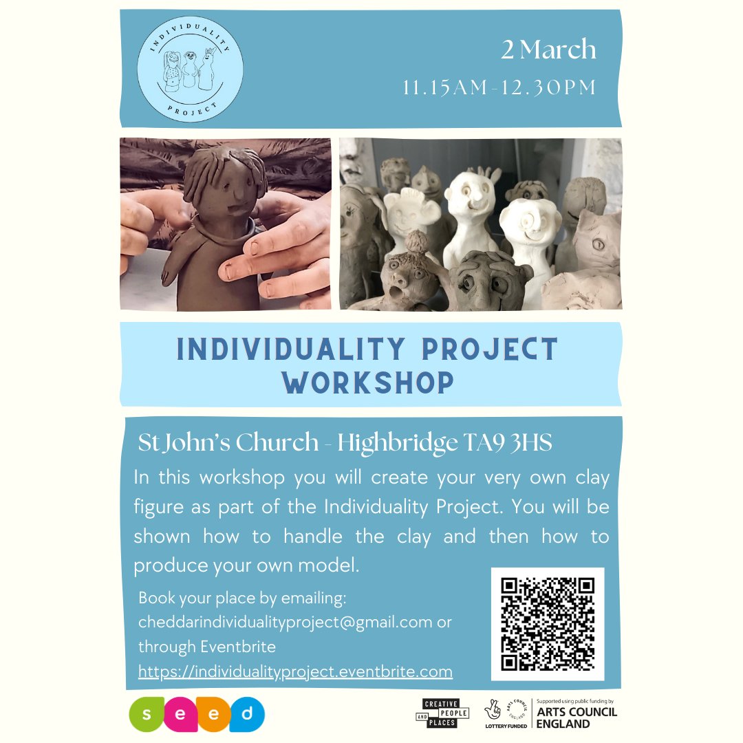 We will be posting information about the Individuality Project workshops running in the coming months. It is 
a great opportunity to explore your creative side &amp; meet new friends. This is the second free workshop running at St John's Church on 2 March in Highbridge. #getinvolved