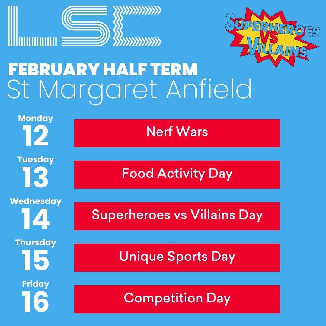 What are we doing at St Margaret Anfield next week!? 😯🤩

It will be a Terrific time! Don't let your child miss out... give them the best half-term EVER! 🦸😁👇
bit.ly/3uqxO1z