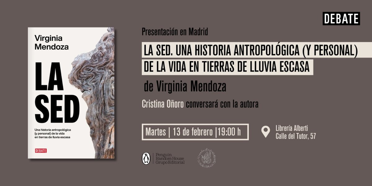 La sed habla de quiénes fuimos y quiénes somos hoy. Descubre más sobre este necesario libro en la presentación que hará su autora en #Madrid.

Apunta ⬇️ 

🗓️ Martes 13 de febrero   
⏰ 19h
📖 Virginia Mendoza presenta «La sed» junto a <a href="/crisonor/">CRISTINA OÑORO OTERO</a>
📍 c/Tutor 57
<a href="/LibreriaAlberti/">Librería Alberti</a>