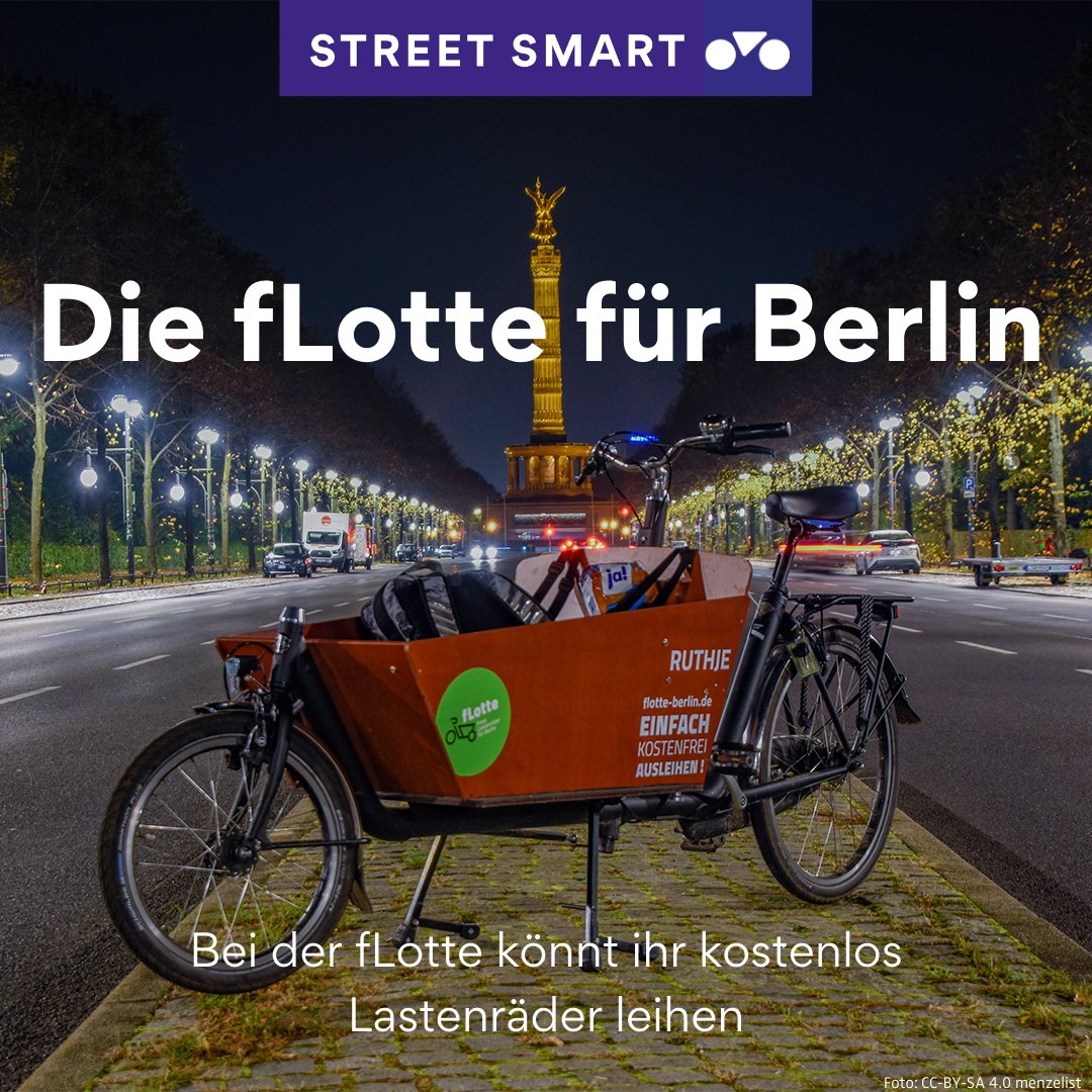 🚲 Kennt ihr schon die #fLotteBerlin?
Hier könnt ihr kostenlos Lastenräder leihen, wenn ihr einen Schrank oder ein paar Kinder zu transportieren habt. Einfach anmelden und Termin buchen!
Habt ihr das Angebot schon einmal genutzt?

Hier geht's zur fLotte:👉 flotte-berlin.de