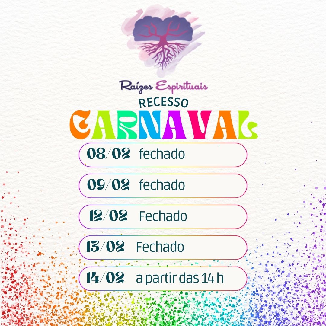 raizespiritual's tweet photo. 🎭✨ Aviso Importante à Nossa Querida Comunidade "Raízes Espirituais" ✨🎭 Dos dias 08 a 13/02 estaremos fechados. Retornaremos dia 14/02  a partir das 14h para atender a todos.

#RaízesEspirituais #Carnaval #Carnaval2024 #Recesso #Retorno #Alegria #ProteçãoEspiritual #Harmonia https://t.co/x3eM2pE13o