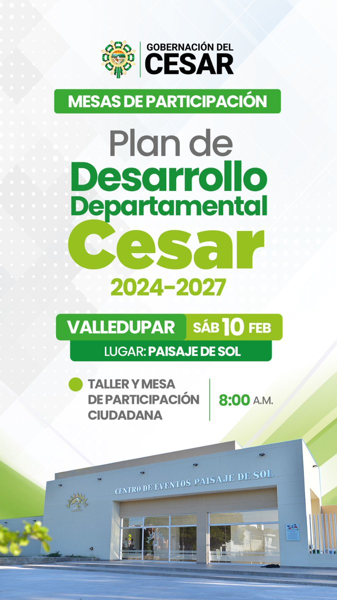 GobdelCesar's tweet photo. Para la gobernadora @elviamilenasd es importante construir el Plan de Desarrollo Departamental entre todos. Este sábado será la primera mesa subregional, en Valledupar https://t.co/n9P19G4SE2