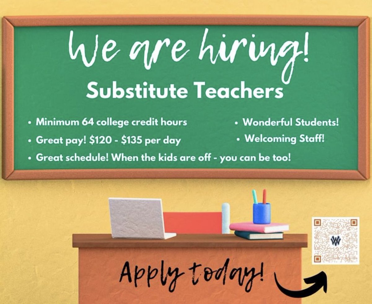 Walton-Verona Independent School District is hiring substitute teachers for the 23-24 school year! Apply today to join our team!

waltonverona.tedk12.com/hire/ViewJob.a…