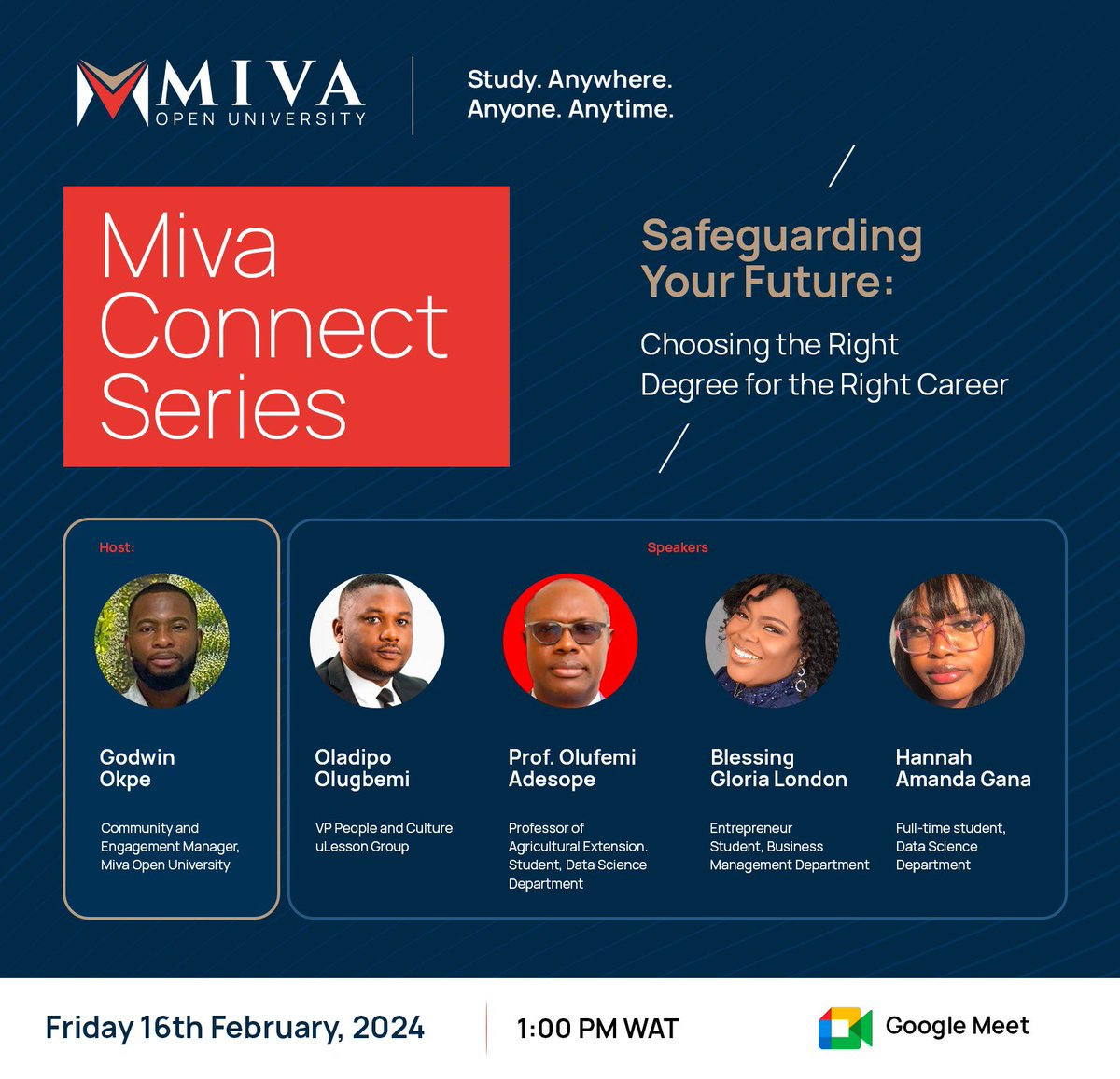 Join us for another insightful edition of the #MivaConnectSeries. 🚀

If you want to start a degree that aligns with your aspirations or advance your existing career, this session is a must-attend for you.

Register to attend here ➡️ linktr.ee/mivauniversity. 

#StudyatMiva