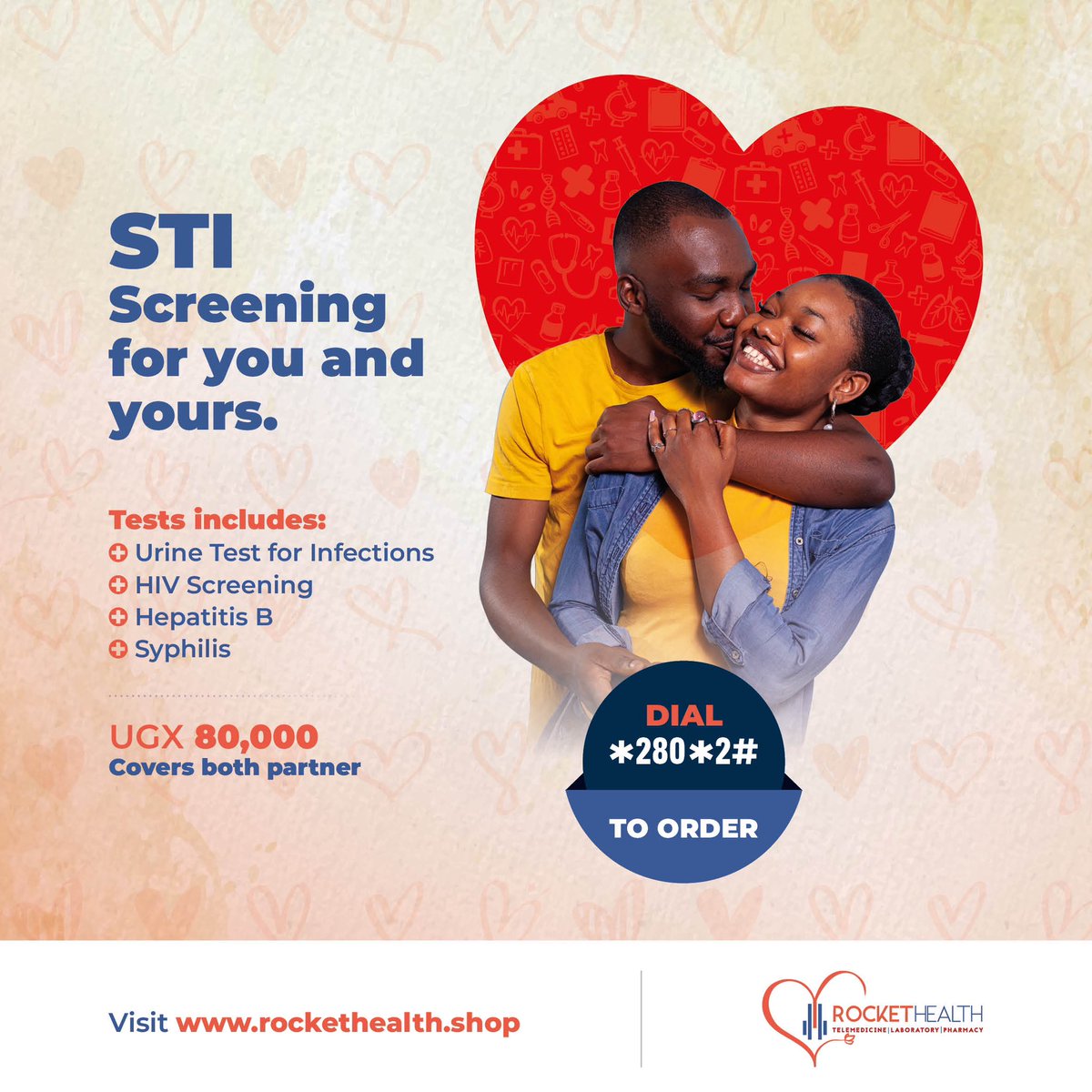 Testing together - Now that’s being intentional ❤️ Dial *280*2# or click bit.ly/RHWhatsApp to order the STI screening package for you & bae.