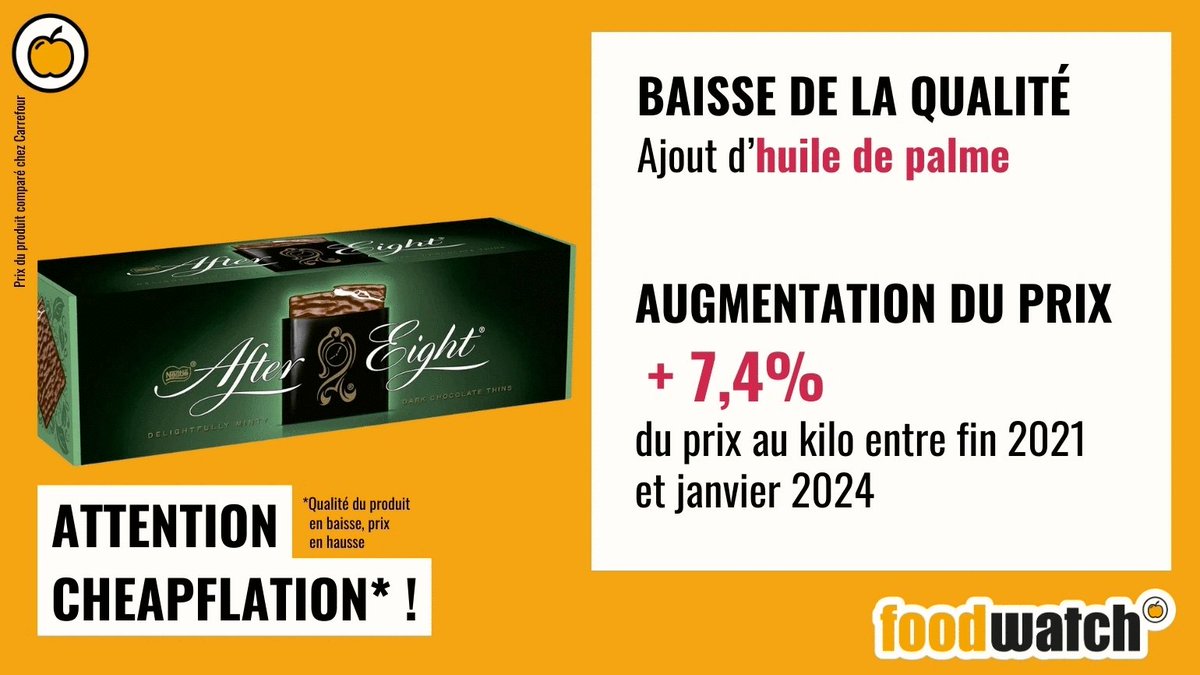 InfosFrancaises's tweet photo. "Cheapflation" : l'association de défense des consommateurs Foodwatch épingle des produits de grandes marques dont la composition a été altérée tandis que leurs prix augmentaient, à l’insu des consommateurs en période d’inflation. https://t.co/Vt1n7KeMXp