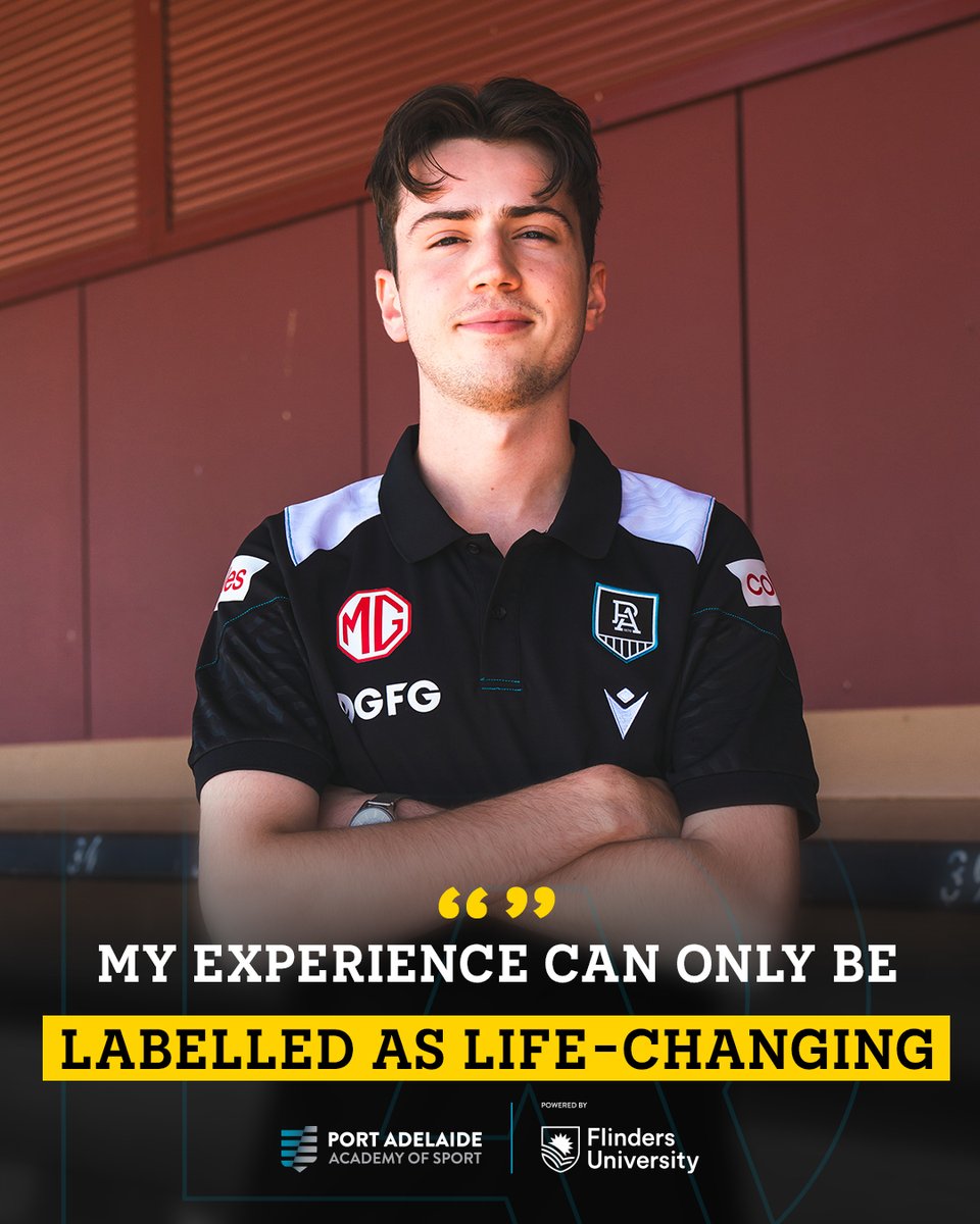 Meet John, a recent graduate of the Port Adelaide Academy of Sport, powered by @Flinders, who now has full-time employment with the club 🤝 Applications for our Diploma in Sports Management close soon. Register now for detail on how to apply 🔗 bit.ly/3SnG37X