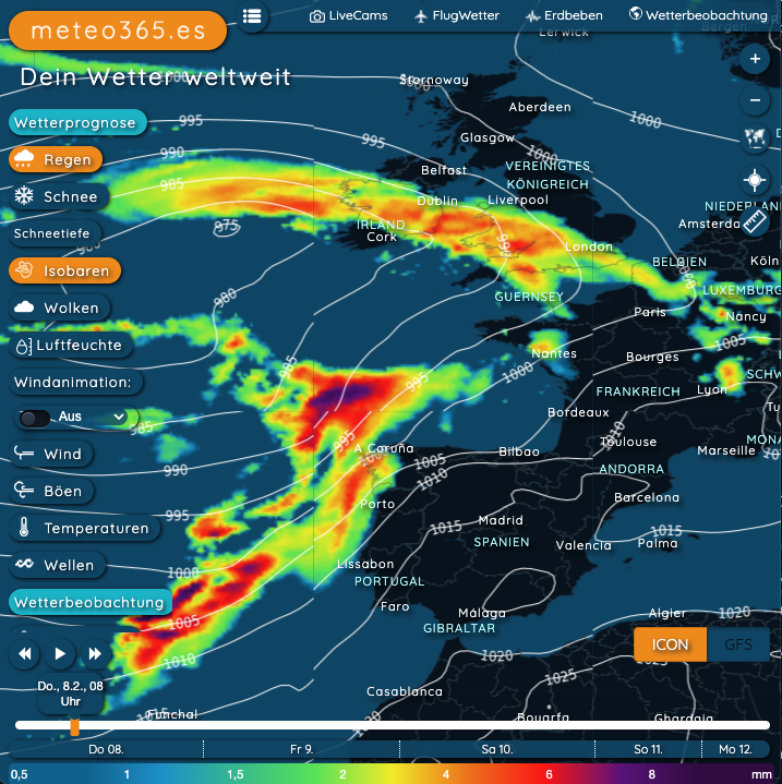 #StormKarlotta #BorrascaKarlotta Aktuelle Position von Sturmtief Karlotta