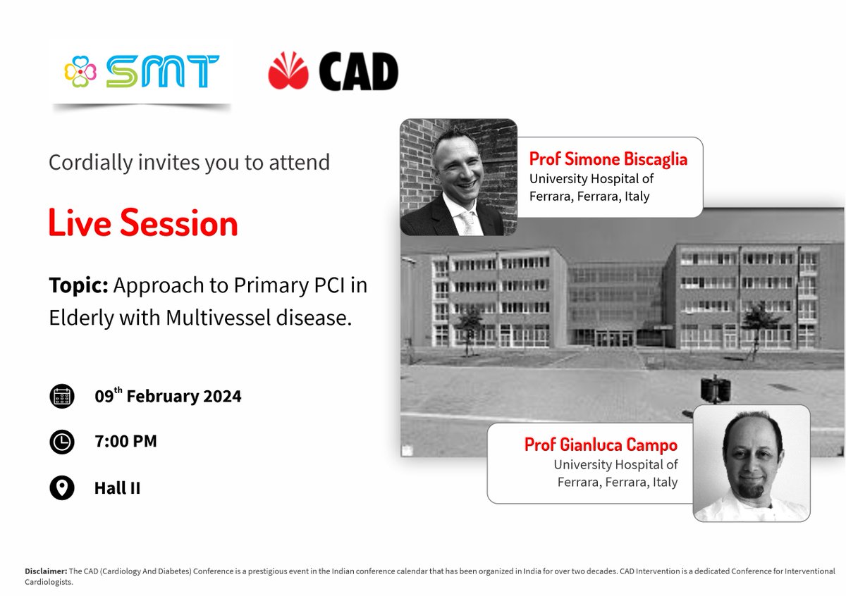 SMTStents's tweet photo. ๐ข Exciting News! Join us for an insightful live session at the CAD conference, hosted at the JW Marriott in Mumbai! ๐
See you there! ๐ #CAdConference #LiveSession #Cardiology #ElderlyCare #Cruz https://t.co/yVHpkCQTl6