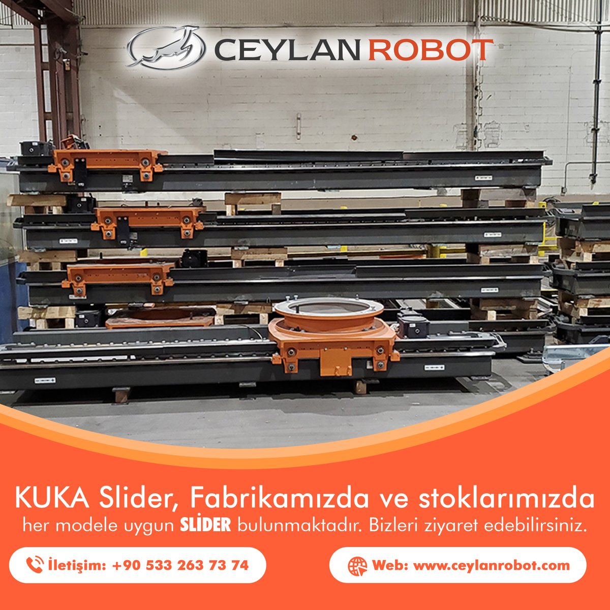 CeylanRobot's tweet image. #KUKA slider, fabrikamızda ve stoklarımızda her modele uygun #slider bulunmaktadır. Bizleri ziyaret edebilirsiniz.
Adres: Konya Organize Sanayi Bölgesi, 3. Sokak, No: 7 Selçuklu/Konya
Web: ceylanrobot.com - pazarotomasyon.com