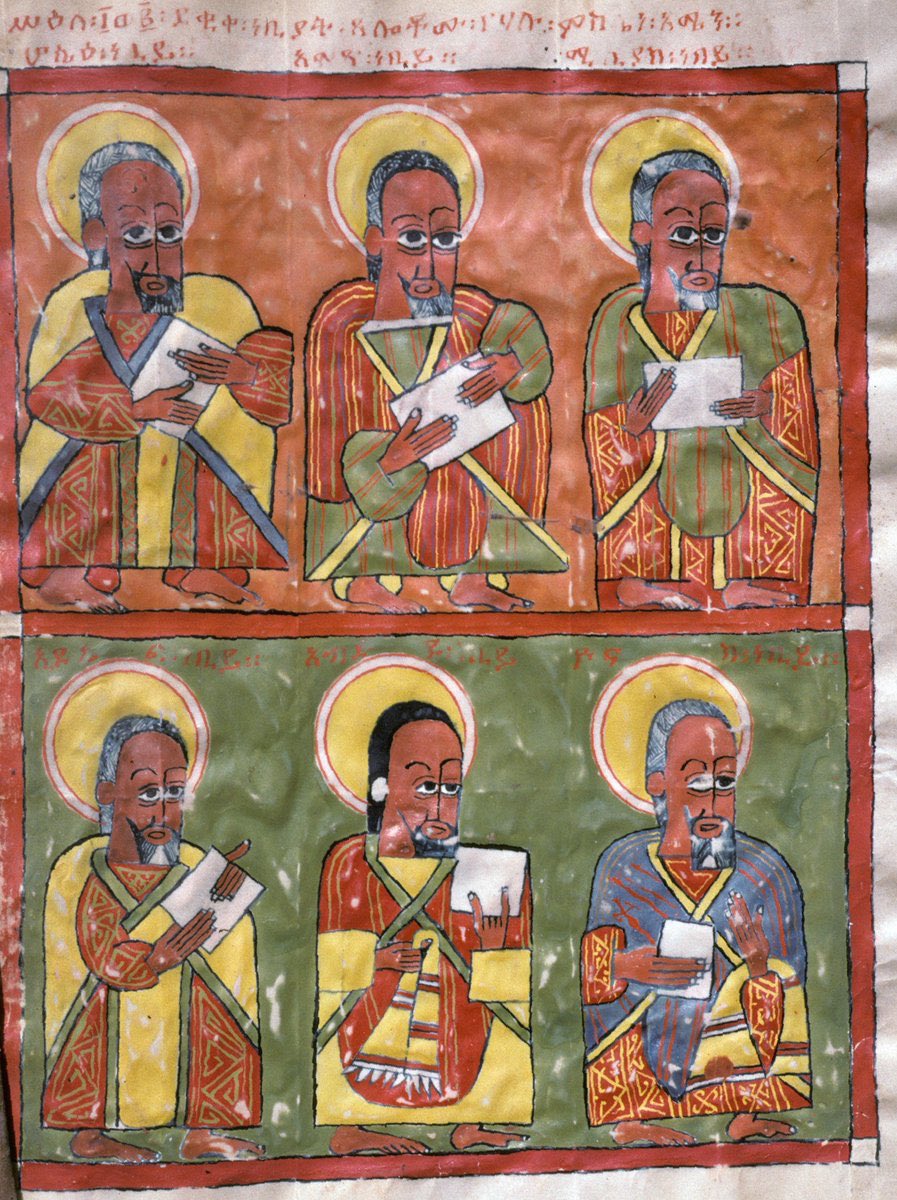 ArtEthiopic's tweet image. Six different ways of holding a sheet of parchment (Ethiopia, 15th–16th c.)   #prophets #minorprophets #parchment #africanart