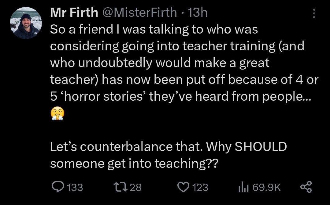 edutranslator's tweet photo. @MisterFirth translated

My frenemy saw sense and decided not to become a teacher. 

Let's convince the f*cker to change his/her mind. 

S/he would make a great teacher. I know this because I've never seen him/her teach. https://t.co/M9FPVWBURm