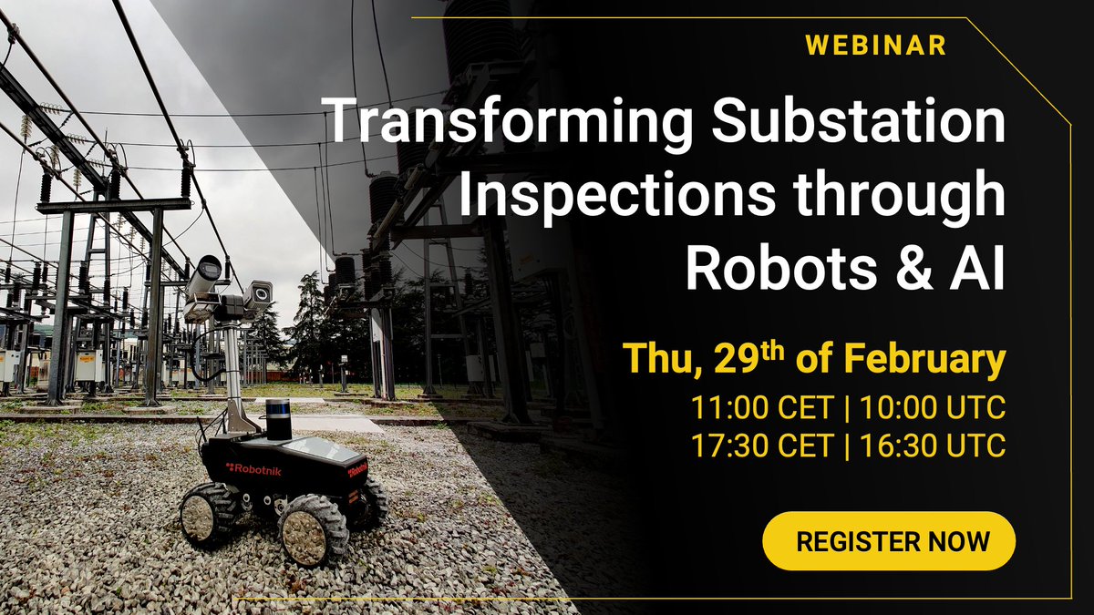 Looking to digitalize your remote substations? Learn how robotics, AI and digital twin technology are coming together enabling daily automated inspections.
✅er.team/3HIAOJI 
Feb 29 | Thu | 10:00 UTC & 16:30 UTC #inspection #autonomousrobots #digitalization #substations