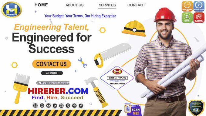 hirererco's tweet image. Engineering Talent, Simplified #Hiring, HIRERER.COM

visit engg.hirerer.com 

#EngineerYourFuture #EngineeringDreamJob #BuildWithEngineers #EngineeringRecruitment #Peenya #PeenyaIndustry #Hitec #HitecCity #rentahr #outofjob #Hirerer #iHRAssist #SmartlyHR