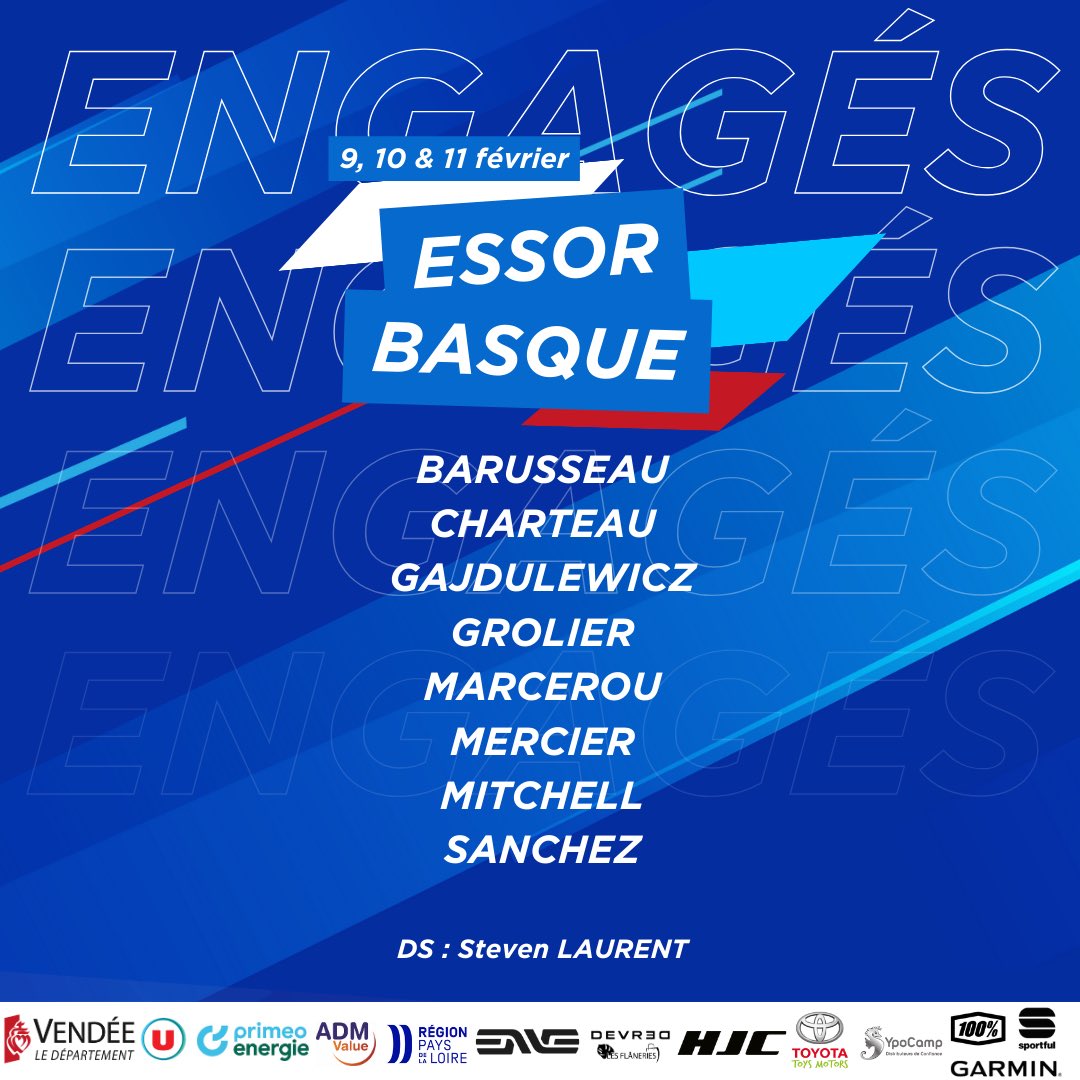 Voici la liste des engagés pour ce deuxième week-end au Pays Basque ! 😊

#GoVendeeu